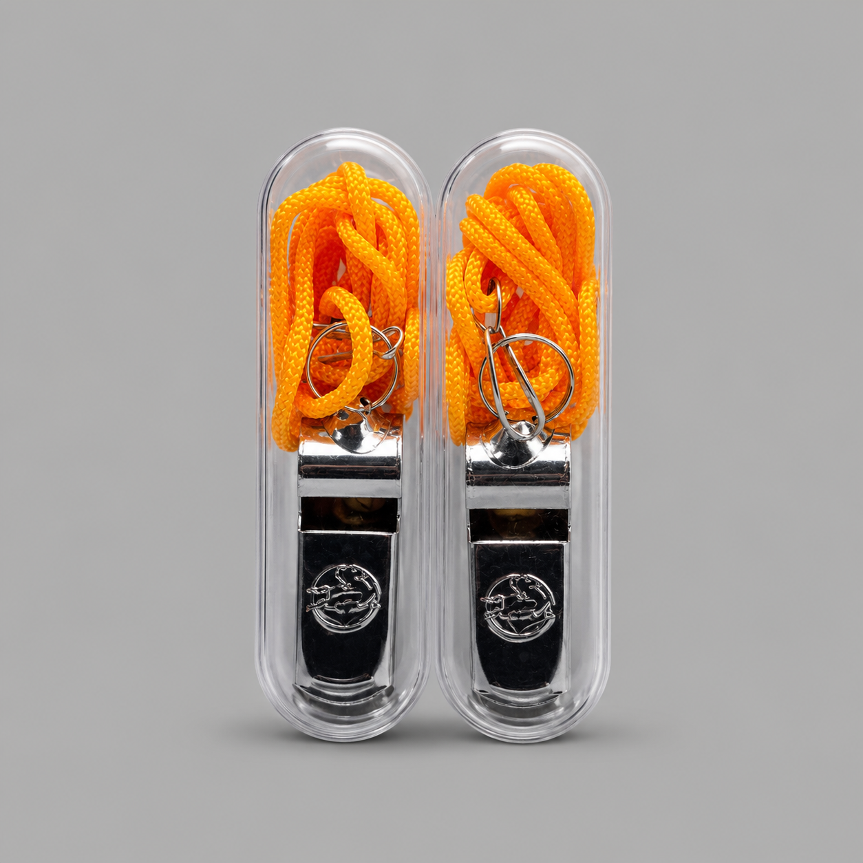 Metal Whistle with Orange Lanyard (Pack of 2)