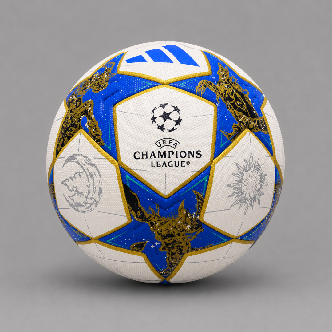 UEFA Champions League Football - Blue and Gold Star Design