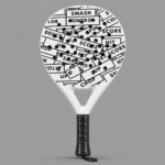 White Padel Racket with Black Tennis Word Print